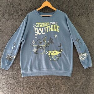 Womens Disney XXL Size Grogu Stronger Than You Think Graphic Sweatshirt Blue